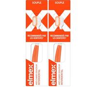 ELMEX - Brosse à dents Anti-Caries Douceur - Nettoyage interdentaire et de surface complet - Tête compacte souple pour atteindre les zones difficiles d'accès et éliminer la plaque dentaire (Lot de 2)