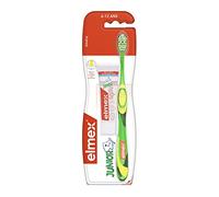 ELMEX - Brosse à Dents Junior 6-12 Ans (Souple) + Échantillon Dentifrice Elmex Anti-Caries Enfant (12 ml) Coloris Aléatoires
