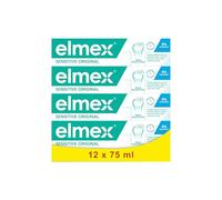 ELMEX - Dentifrice Elmex Sensitive Original 0% Colorants - Dents Sensibles, Gencives Douloureuses, Protection de l'Email - Lot de 12x75 ml
