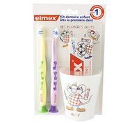 Elmex Kit Dentaire Enfants 2 Brosses à Dents + 1 Dentifrice + 1 Gobelet Offert