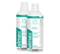 elmex Lot de 2 bains de bouche Sensitive - 400 ml - Pour une protection supplémentaire contre les dents sensibles à la douleur et le cou - Pour un nettoyage quotidien des dents sans alcool au goût de