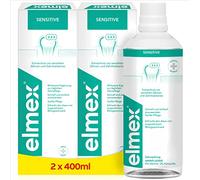 elmex Lot de 2 bains de bouche Sensitive - 400 ml - Pour une protection supplémentaire contre les dents sensibles à la douleur et les caries cervicales - Pour le nettoyage quotidien des dents sans