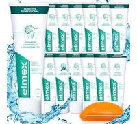Elmex Sensitive Dentifrice professionnel, 75 ml, lot de 12 (12 x 75 ml) pour dents sensibles, avec presse-tube Celexqua - pour dents sensibles, protège contre la douleur