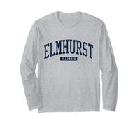 Elmhurst Illinois IL College University Style Bleu Manche Longue