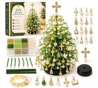 ELMVAR Kit de Sapin de Noël en Perles à Monter soi-même (modèle 2027) avec lumières - Mini Sapin 3D Artisanal en façon Cristal, avec colorées (Faith)