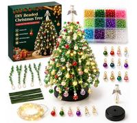 ELMVAR Kit de Sapin de Noël en Perles à Monter soi-même (modèle 2027) avec lumières - Mini Sapin 3D Artisanal en façon Cristal, avec colorées (Christmas)