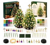 ELMVAR Kit de Sapin de Noël en Perles à Monter soi-même (modèle 2027) avec lumières - Mini Sapin 3D Artisanal en façon Cristal, avec colorées (Set A)