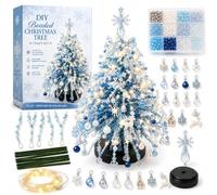 ELMVAR Kit de Sapin de Noël en Perles à Monter soi-même (modèle 2027) avec lumières - Mini Sapin 3D Artisanal en façon Cristal, avec colorées (Winter)