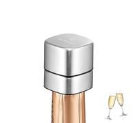 ELMWAY VinoLux Bouchon Champagne - Design Amovible sans Colle - Joint Silicone à Forte Aspiration, Appuyer pour Remettre - Sécurité Alimentaire - pour Prosecco, Cava, Vin Pétillant (Argent)