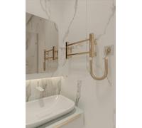 Elna Gold Mini sèche-serviettes électrique, 35 W, 205 x 530 mm, radiateur compact pour salle de bain, acier inoxydable, finition dorée, avec minuterie et thermostat, IP44, montage mural pour toilettes