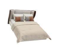 Elnwnnkc 1/20 Meubles De Maison Modèle Lit Minuscule Mode Chinoise Moderne pour des Affichages Modèles Architecturaux Réalistes avec Cadre Lit Incisé Teinté Crème Accessoires Plage