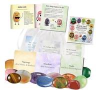 Elnwnnkc 12 Pièces Ensemble d'art De Pierres Colorées Carte 'Artisanat Éducatif Et pour Fête 'Anniversaire Courage pour Adulte Chanceux avec Cartes Guidage