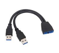 Elnwnnkc 19Pin to 2 Port USB3.0 Male Cable Data Transmission Motherboard Extension Adapter Connector for PC Computer