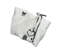 Elnwnnkc À Bandoulière Rétro Imprimé À Pois À Main En Toile De Capacité Décoré D'arcs Avec Large Sangle Confortable À Main Décontracté À Imprimé Cœur Pour Femmes