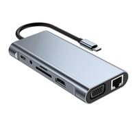 Elnwnnkc Aluminum Alloy 11 Port USB C Docking Station Supports 4K HDTV Fast Data Transfer 100W Charging for Laptop Multiports USB C Hubs Fast Data Transfer