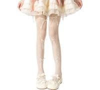 Elnwnnkc Bas résille pour femme avec nœud papillon Collants en filet de poisson avec motifs collants taille haute Bas de cuisse Collants taille, beige, taille unique