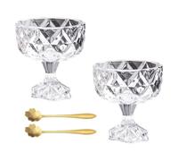 Elnwnnkc Bol à crème glacée en verre épais avec pied haut - Plat multifonction pour dessert, fromage, fruits, salade, cuisine, salle à manger, tasse en verre