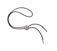 Elnwnnkc Bolotie avec motif de fleur en métal pendentif réglable en corde de cuir Cravate Vintage Collier de chemise chaîne homme accessoire occidental, One Size, Comme décrit, Comme décrit.