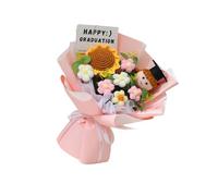 Elnwnnkc Bouquets de remise de diplôme en crochet - Oranges - Couleur bleue - Fleurs tricotées - Filles et garçons - 25 x 35 cm - Bouquets en laine faciles à utiliser