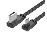 Elnwnnkc Câble enregistreur de véhicule, cordon plat USB-a Double à 90 degrés, fil de synchronisation en Silicone de 30cm pour les zones de routage étroites et le bureau