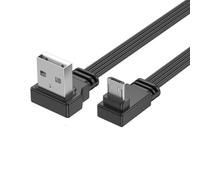 Elnwnnkc Câble enregistreur de véhicule, cordon plat USB-a Double à 90 degrés, fil de synchronisation en Silicone de 30cm pour les zones de routage étroites et le bureau