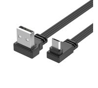 Elnwnnkc Câble enregistreur de véhicule, cordon plat USB-a Double à 90 degrés, fil de synchronisation en Silicone de 30cm pour les zones de routage étroites et le bureau