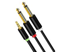 Elnwnnkc Câble Stéréo Haute Fidélité 1/8 À 1/4 Câble De 3 5 Mm Double De 6 35 Mm Avec Connecteurs Plaqués Or Pour Un Son Clair Connecteurs Dorée