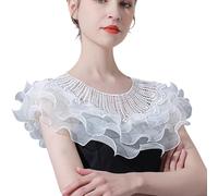 Elnwnnkc Capelet châle vintage en dentelle pour femme élégant respirant mélange de coton polyester accessoire de col rétro dentelle épaule Wrap, blanc, Taille unique