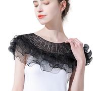 Elnwnnkc Capelet châle vintage en dentelle pour femme élégant respirant mélange de coton polyester accessoire de col rétro dentelle épaule Wrap, Noir , Taille unique