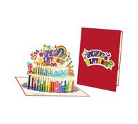 Elnwnnkc Carte de vœux avec note vierge et enveloppe, polyvalente, faite à la main, 2 couches de gâteau, carte d ' invitation Popup d ' anniversaire