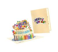 Elnwnnkc Carte de vœux avec note vierge et enveloppe, polyvalente, faite à la main, 2 couches de gâteau, carte d ' invitation Popup d ' anniversaire