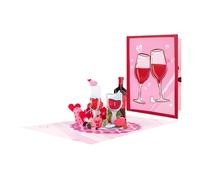 Elnwnnkc Carte de vœux de Saint-Valentin 3D avec enveloppe, bouteille de vin en forme de cœur d ' amour 3D, carte de Saint-Valentin pour, anniversaire, vœux d ' amour