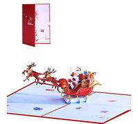 Elnwnnkc Cartes de vœux de noël 3D, chariot de cerf volant amusant, éléments de vacances pour