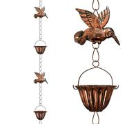 Elnwnnkc Chaîne de pluie rétro en métal pour une installation facile de gouttière, décoration de jardin, terrasse, colibri