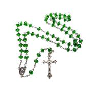 Elnwnnkc Chapelet En Pierres Vertes Collier De Perles Pendentif En Croix De La Vierge Christ Jésus Pour Femmes Et Hommes Bijoux Catholiques