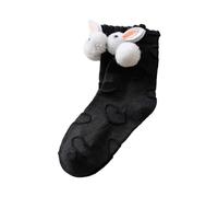 Elnwnnkc Chaussettes mollet Lolitas Lapins Crew étudiantes filles lâches à volants en coton de dessin animé Chaussettes tube moyen, a, taille unique