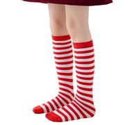 Elnwnnkc Chaussettes rayées au milieu du mollet pour enfants Tissu confortable Motif classique Détail pour peaux sensibles et style de vie actif Vêtements rayés pour enfants, Rouge, taille unique