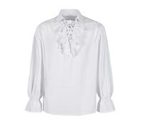 Elnwnnkc Chemise de pirate Gotik à volants pour homme Renaissances victoriennes Sterevunk Vampires Poète Chemises Halloween Costume médiéval Renaissances victoriennes Vampires Sterevunk