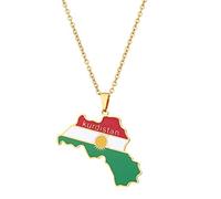 Elnwnnkc Collier avec pendentif carte du Kurdistan, bijoux à breloques, cadeaux ethniques kurdes, accessoires réglables, collier Hip Hop en acier inoxydable pour hommes et femmes