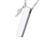 Elnwnnkc Collier avec pendentif en forme d'aile angélique pour chien et chat - Urne commémorative rectangulaire - Pour animal domestique