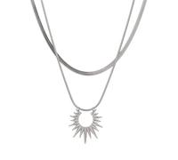 Elnwnnkc Collier de charme de Dieu Bijoux minimalistes pour un usage quotidien Pendentif soleil multicouche Ras du cou Chaîne de clavicule Collier unisexe Pendentif soleil multicouche