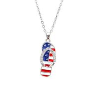 Elnwnnkc Collier en alliage de couleur drapeau à la mode, chaîne de cou réglable, bijoux pour un usage quotidien et un moment spécial, collier drapeau américain