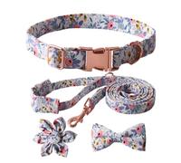 Elnwnnkc Collier pour chien + laisse + cravate orné d'un nœud en forme de fleur - Convient à tous les propriétaires d'animaux à la recherche de mode et de durabilité - Nœud papillon pour chats