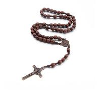 Elnwnnkc Colliers chapelet en bois faits à la main, colliers de croix catholique, chaîne de prière chrétienne pour hommes et femmes, bijoux religieux, petites perles