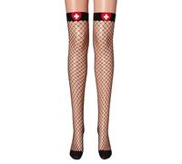 Elnwnnkc Costume D'infirmière Bas Hauts En Résille Maille Ajourée Ajustement Élastique Sur Les Genoux Chaussettes Longues Lingerie Bonneterie Pour Femmes Bas En Nylon