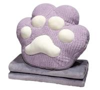 Elnwnnkc Couverture 2 en 1 avec motif pattes de chats - Coussin pliable et portable - Pour voiture, pause déjeuner, canapé, climatisation