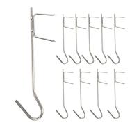 Elnwnnkc Crochets de Boucher 10 pièces, Ensemble de Crochets à Fumer pour Fumer du Poisson, Ensemble de pêche, pêche en Acier Inoxydable