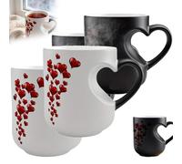 Elnwnnkc Day Romantics Gift Tasse en céramique à changement de couleur avec poignée révèle un design surprise lorsqu ' est remplie de boisson chaude Tasse à changement de couleur en forme de cœur