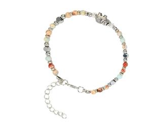 Elnwnnkc en chaîne perlée en forme d ' éléphant fait à la main, base de 16cm + chaîne d ' extension de 5cm, accessoire symbolique culturel, bijoux en pierre naturelle d ' éléphant