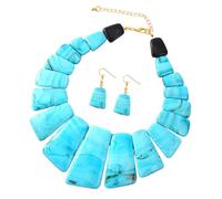Elnwnnkc Ensemble de bijoux exagérés avec collier de clavicule en résine et boucles d ' oreilles pendantes Chaîne de cou et boucles d ' oreilles élégantes pour femmes Bijoux uniques pour femmes